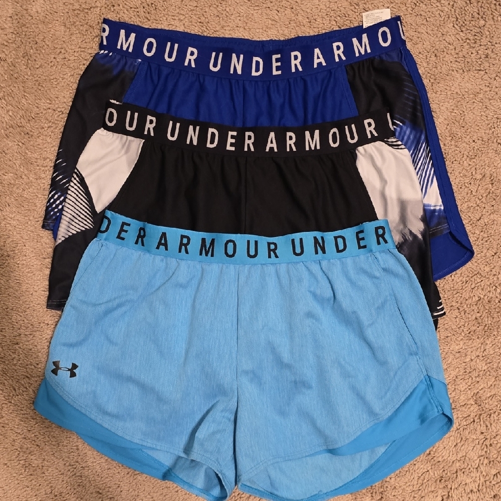 Under Armour Women's Athletic Shorts - Light Blue, Black, and Blue- 3 Pairs